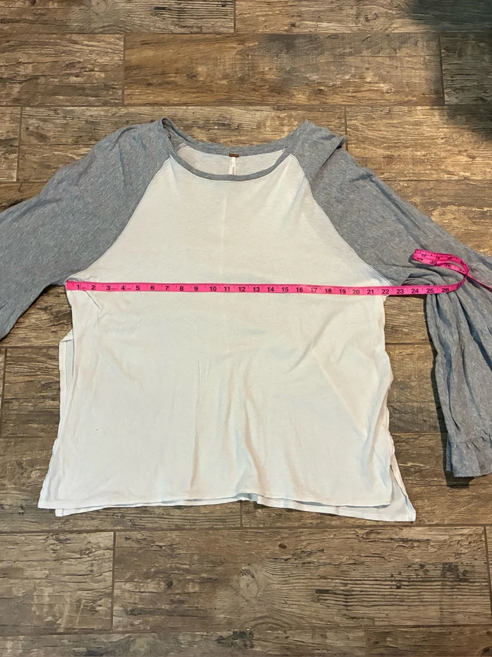 Free People Cream Top with Gray fluttered  Ruffle Sleeves